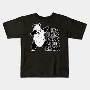 Live Ugly Fake Your Death Funny Dabbing opossum Kids T-Shirt